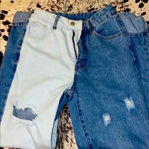 Two-Tone Denim Jeans